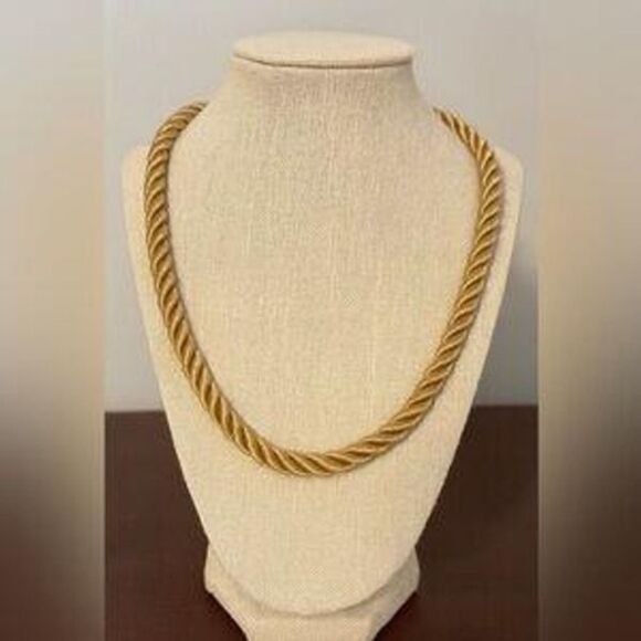 Vintage Women's Chunky Brown Twisted Rope Matinee Necklace Western Equestrian - Picture 1 of 7